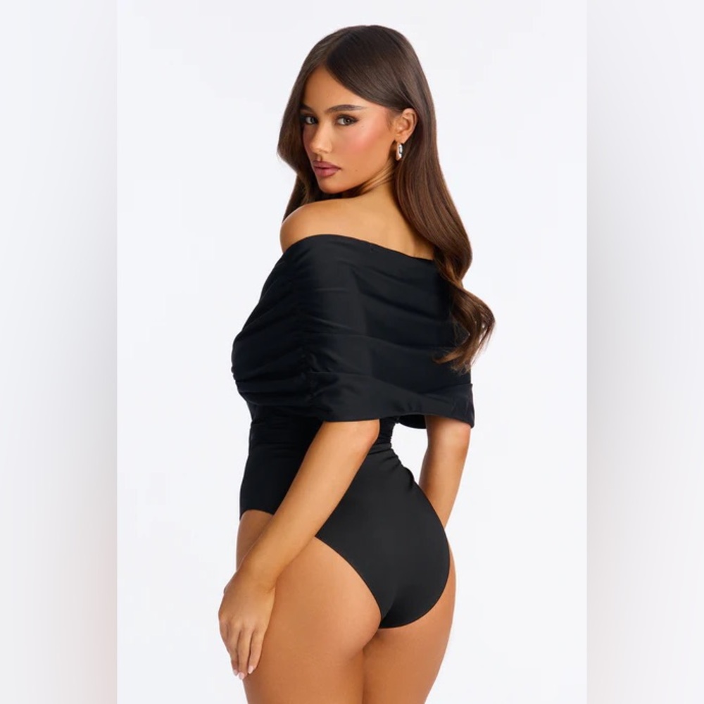 True Rival Ruched Off Shoulder Bodysuit - Black - Picture 2 of 6